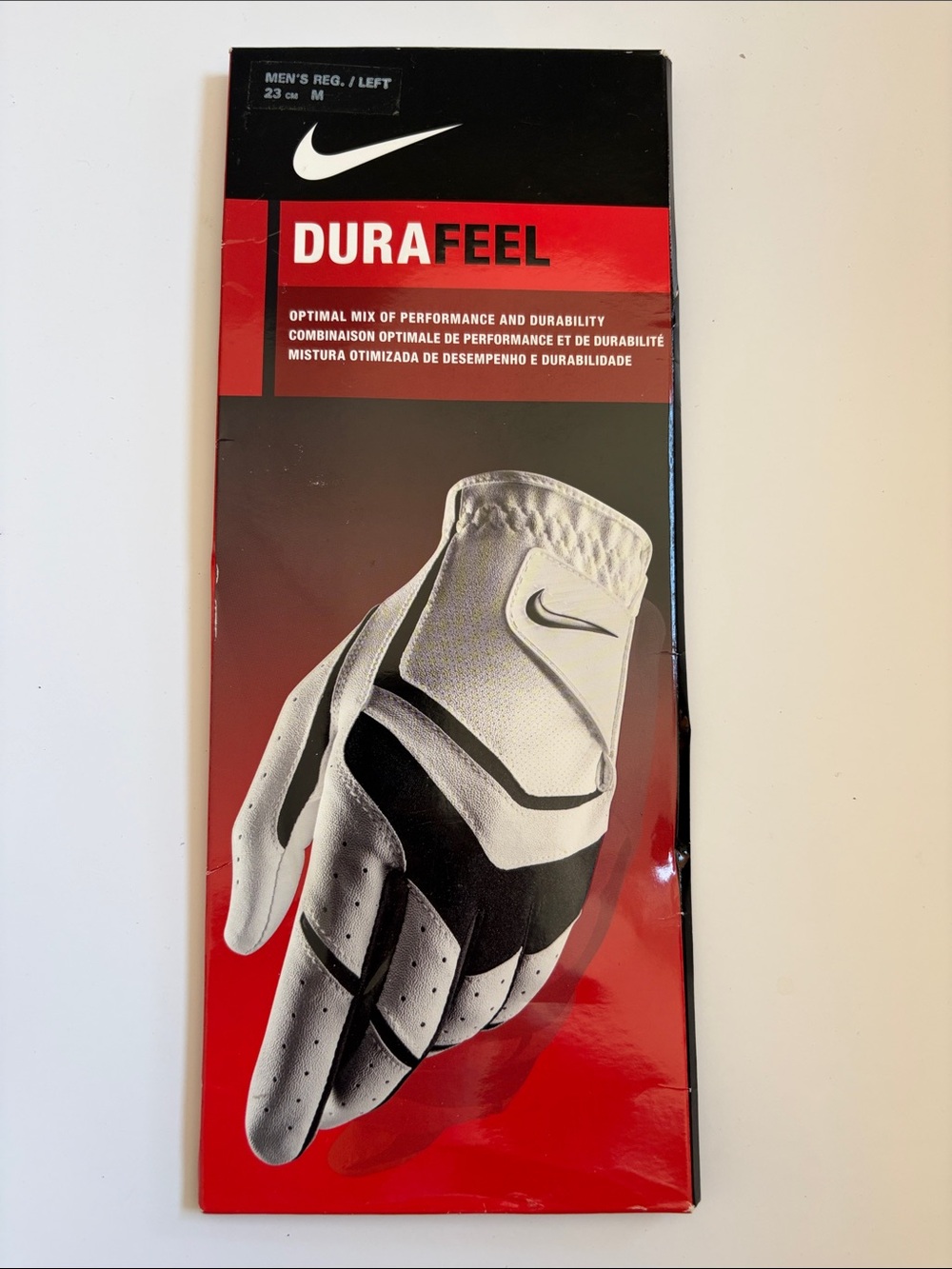 Nike White and Black DuraFeel Left Golf Glove